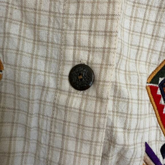 Vintage CST Sport Embroidered Aztec Western Beige Size 2X Button down - Picture 8 of 11